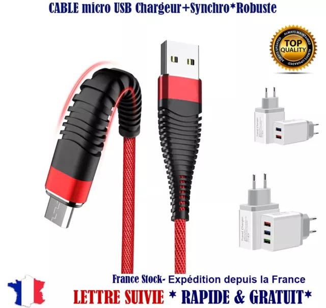 Cable Charge Rapide Chargeur Micro Usb Nylon 1M Samsung Galaxy Sony LG Huawei Xi