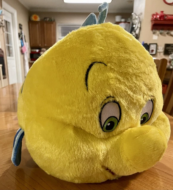 DISNEY STORE FLOUNDER The Little Mermaid Large Jumbo 15" Plush Animal
