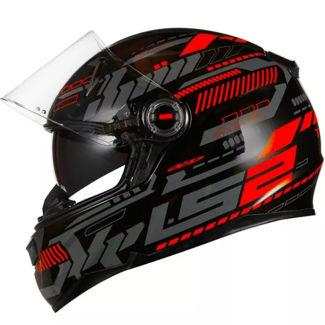 Ls2 Ff396 Tron Fibre Glass Helmet With Sun Visor & Air-Pump Size Xs Red £139.99