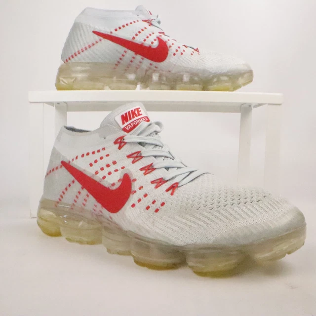 Nike Air Vapormax Flyknit Pure Platinum University Red Grey Men's 8 849558-006