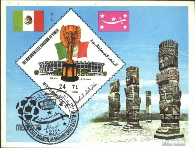 Yemen (Reino) Bloque 191 (edición completa) usado 1970 Fútbol-WM, Mexico