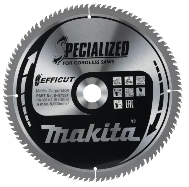 Makita B-67321 Efficut TCT Circular Saw Blade 305x30mm • 100 Teeth 2.15mm Wood