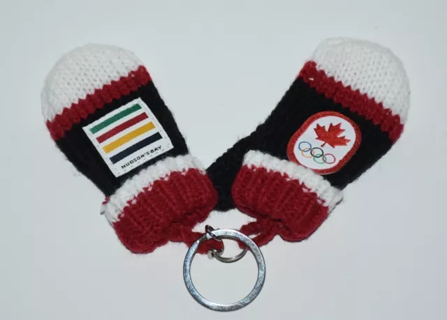 Team CANADA OLYMPICS Vancouver Hudsons Bay KEYRING Gloves Mittens Good Condition