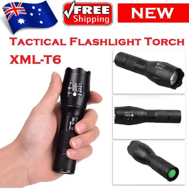 LED Tactical Flashlight Torch Super Bright Outdoor Camping Zoomable XML-T6 Torch