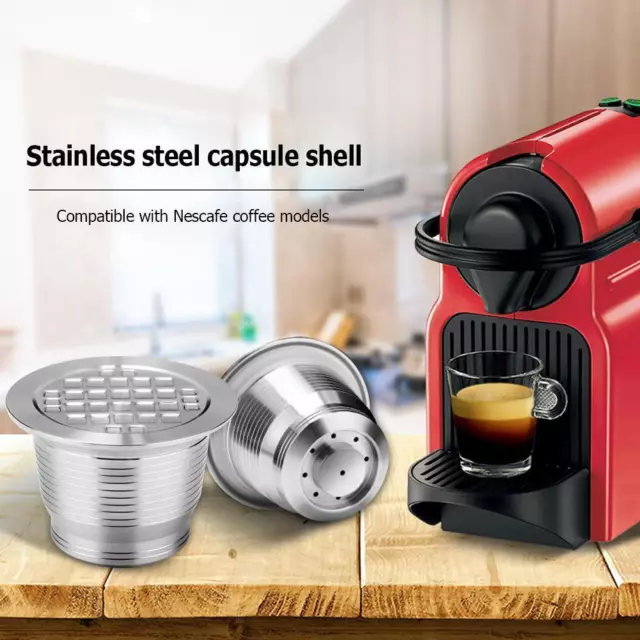 E# Cafe Refillable Filter Baskets Pod Coffee Capsule Cup + Spoon Brush for Nesca