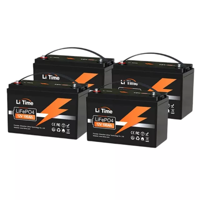 LiTime 1/2/3/4 Pack 12V 100Ah LiFePO4 Lithium Batterie für Wohnmobil Solar Boot