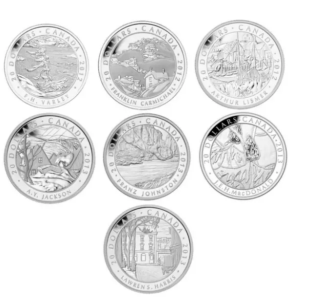 2012 $20 The Group of Seven Set of 7 - Fine Silver Coins