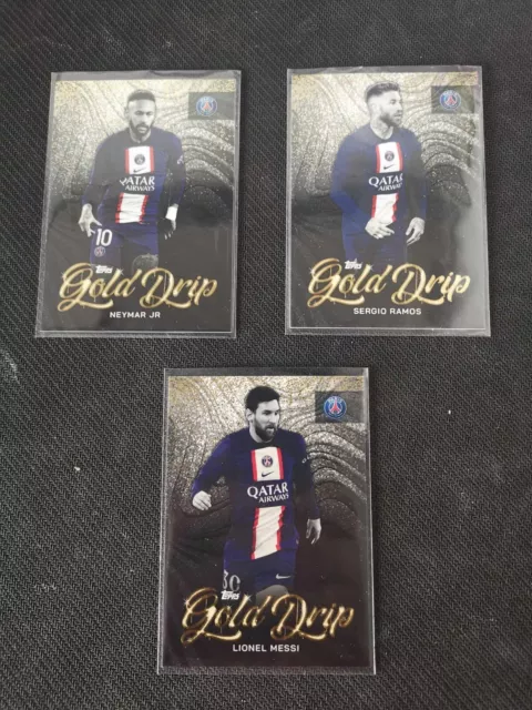 2023 Topps Offizielles PSG-Team-Set NEYMAR RAMOS MESSI Gold Drip PSG