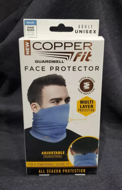 Lot of 3 Copper Fit Guardwell Face Protector Mask Gaiter Adult - Blue OS  #NIB
