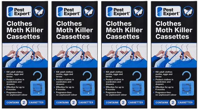 Pack of 8 - Pest Expert Clothes Moth Killer Cassettes Hanging Units-4 x Twinpack