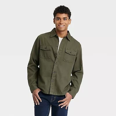 Men's Long Sleeve Collared Button-Down Shirt - Goodfellow & Co Green S