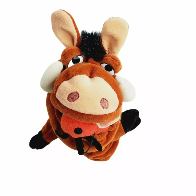 DISNEY LION KING Pumba Hand Puppet 10" Plush Warthog Ladybug in Mouth