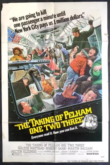 Walter Matthau subway TAKING OF PELHAM ONE TWO THREE original movie poster 2415