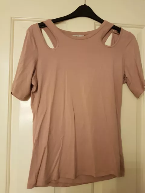 Next Size 16 Cut Out Tshirt Dusky Pink  Short Sleeved