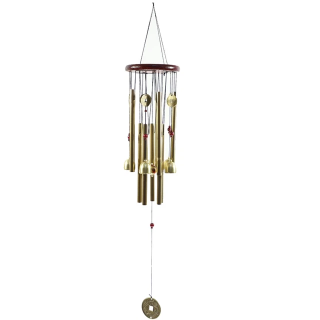 Carillon éolien En Bambou 76,2 Cm - Décoration Jardin, Terrasse, Cadeau Original Pour Maman, 6 Tubes Couleur Bois