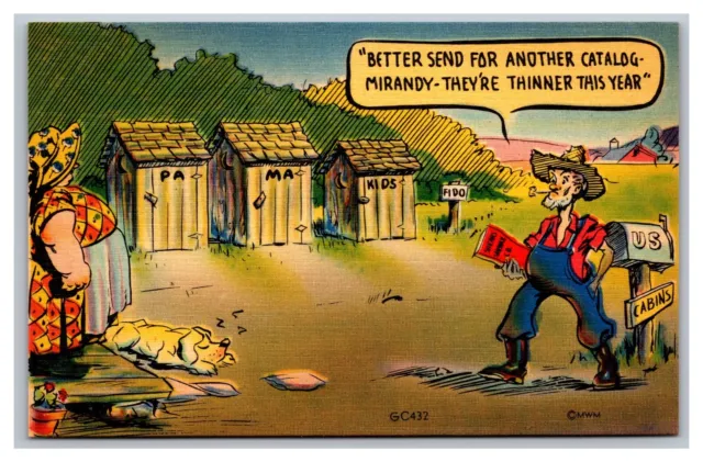 Better Send For Another Catalog Outhouse Humor Linen Asheville NC Postcard Co.