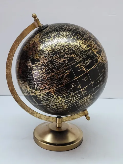 10” Modern Black/ Gold Rotating Globe World Earth Map Gold Stand Decoration Only