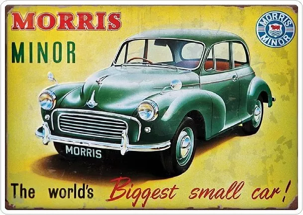 Morris Minor Metal Retro Sign / Plaque Classic Car Bedroom Kitchen Cave Garage