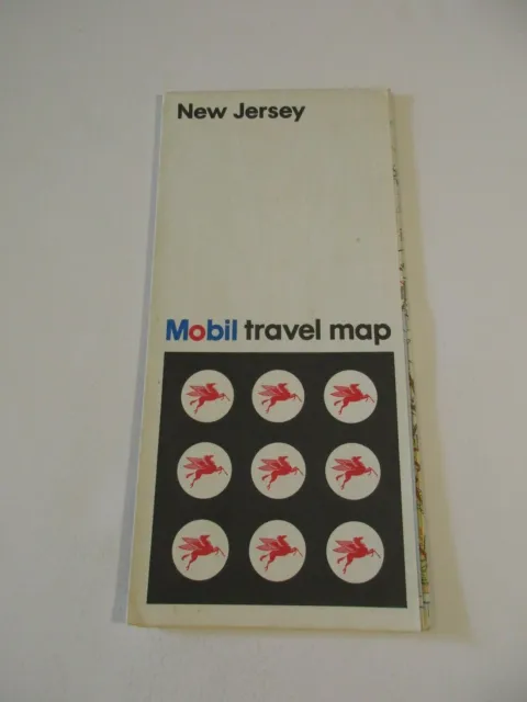 Vintage 1973 Mobil New Jersey State Highway Gas Station Travel Road Map~Box G