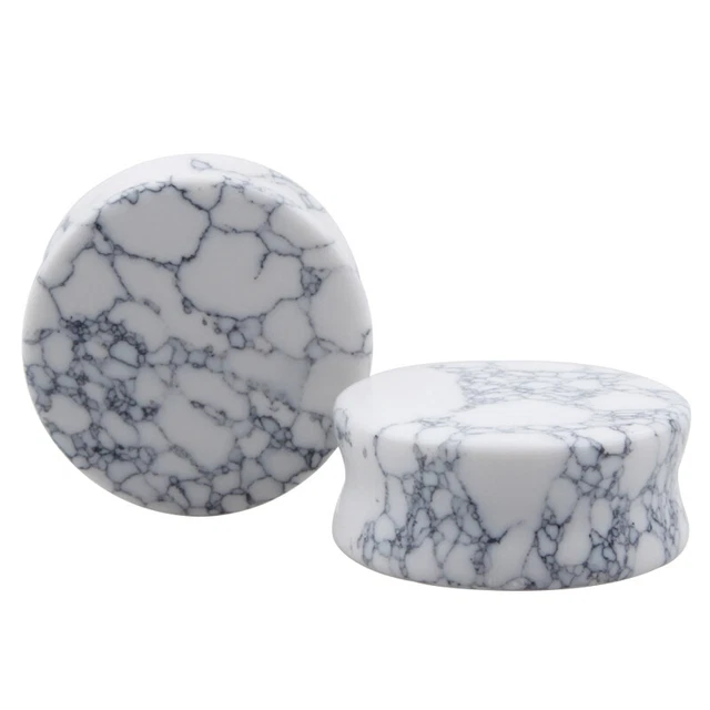 Plug - Pietra Marmo Sintetico Flesh Tunnel Piercing Bianco Orecchio Double