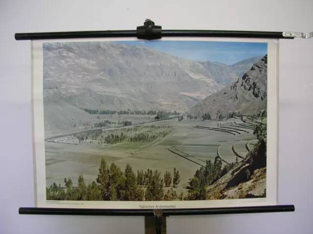 schönes altes Wandbild typische Andenhochtal Berge Amerika 75x51cm vintage ~1960