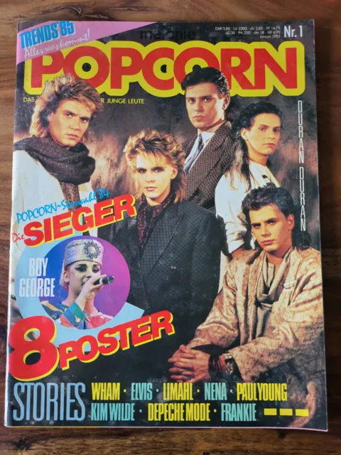 Popcorn Zeitschrift Feb 1985 Nr.1 Duran Duran Wham Elvis gut erhalten Magazin