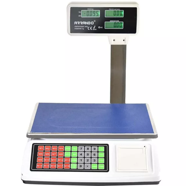 Bilancia Professionale Da Banco Digitale Max 50Kg 5 Gr Con Display Con Scontrino