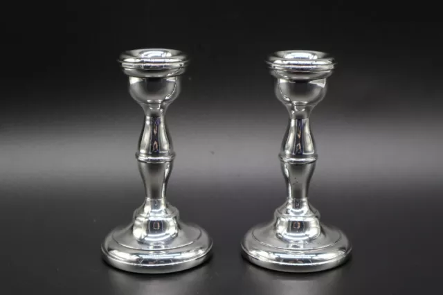 Lovely Pair Of Hall Marked Silver ATC Dwarf Candlesticks 1971.