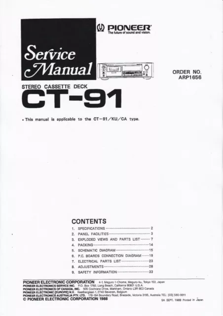 Service Manual-Anleitung für Pioneer CT-91
