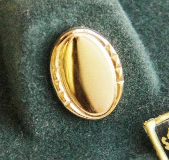 Anson Gold-Tone Oval Tie Tack w/ Chain & Bar Clutch Original Velveteen Case NOS