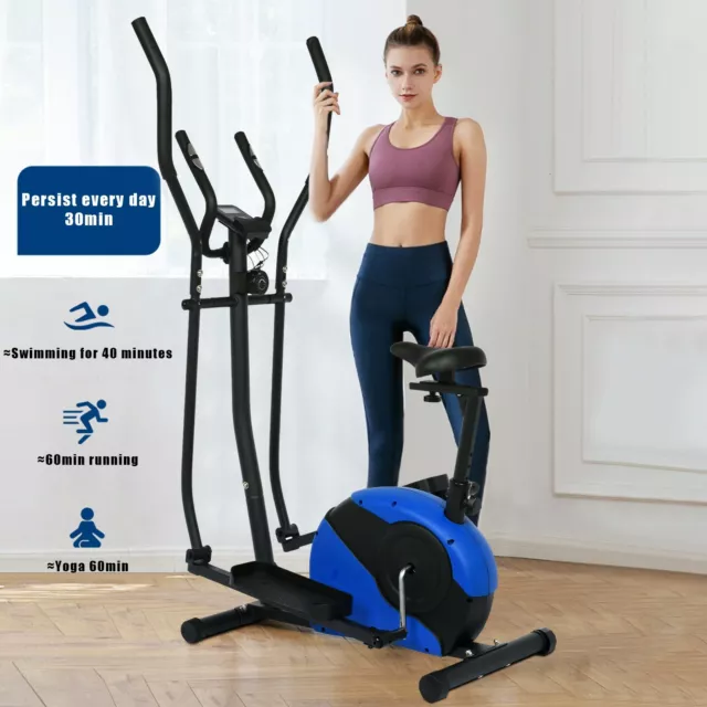 Magnetic Elliptical Machine Trainer Smooth Quiet Driven Home Gym Exercise Bike
