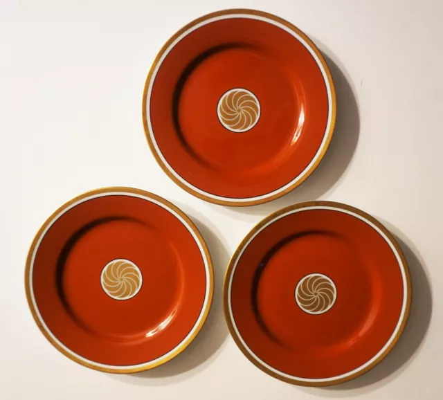 Fitz & Floyd Medallion d'Or Terra Cotta Bread & Butter Plates Set of 3 Orange