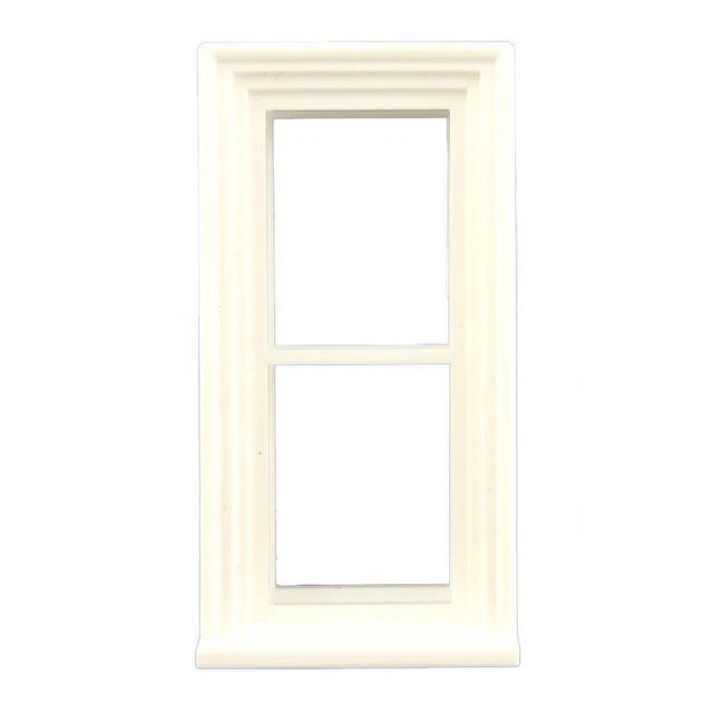 Dollhouse Window Victorian 2 Pane Non Bar White Plastic 1:24 1/2 Inch Frame