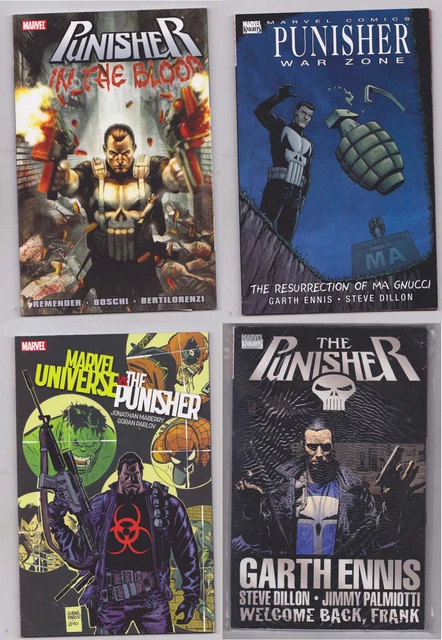 Punisher TPB Lot x4 War Zone In the Blood vs Marvel Universe Welcome Back Frank