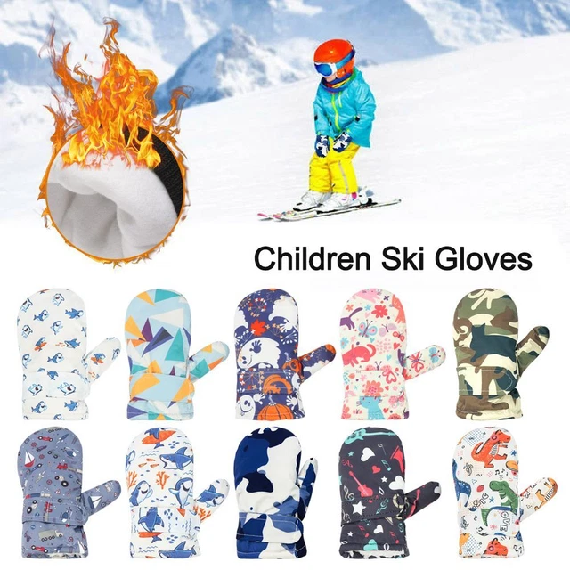 Non-slip Windproof Fleece Warm Mittens Sports Gloves Children Ski Gloves