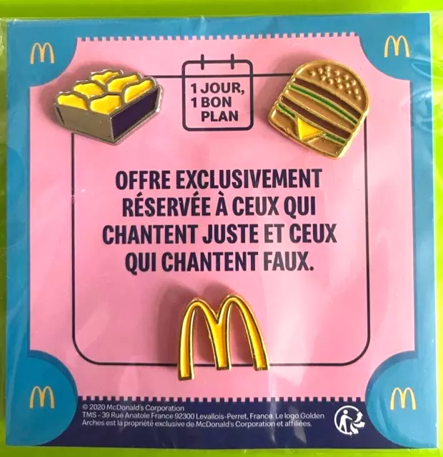 Sammlerstück McDonalds 3er Set Pin Abzeichen 2020 Frankreich Big MacNuggets Logo