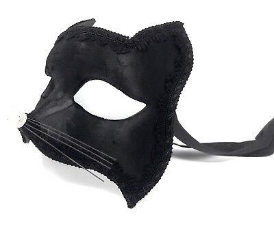 Venetian Mask Gatto Cat black Made in Venice Italy Mardi Gras Masquerade 2