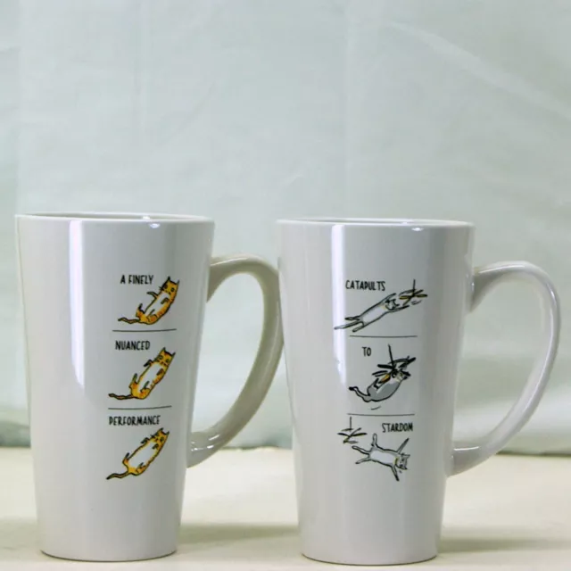 Video Kitty - Channel The Cat Love Lot of (2) 16 oz Ceramic Mugs Cats Cartoon