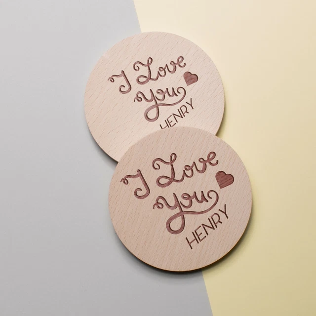 Gravé Personnalisé En Bois Sous-verre Marriage Cadeau Personnalisé Rond Souvenir