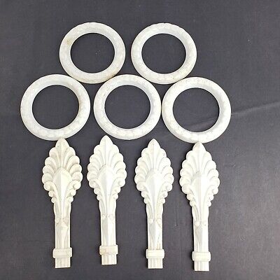 Vtg 1940s 1950s Ivory Tone Curtain Rod Finials Decorations Architectural Salvage