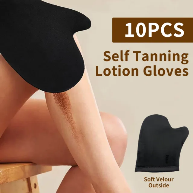 10PCS Self Tanning Fake Tan Applicator Mitt Mousse Lotion Gloves Double Sided