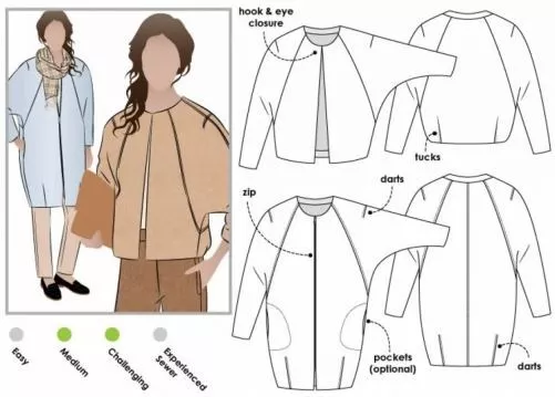 Style Arc Sewing Pattern Alegra Jacket & Coat Sizes 18-30