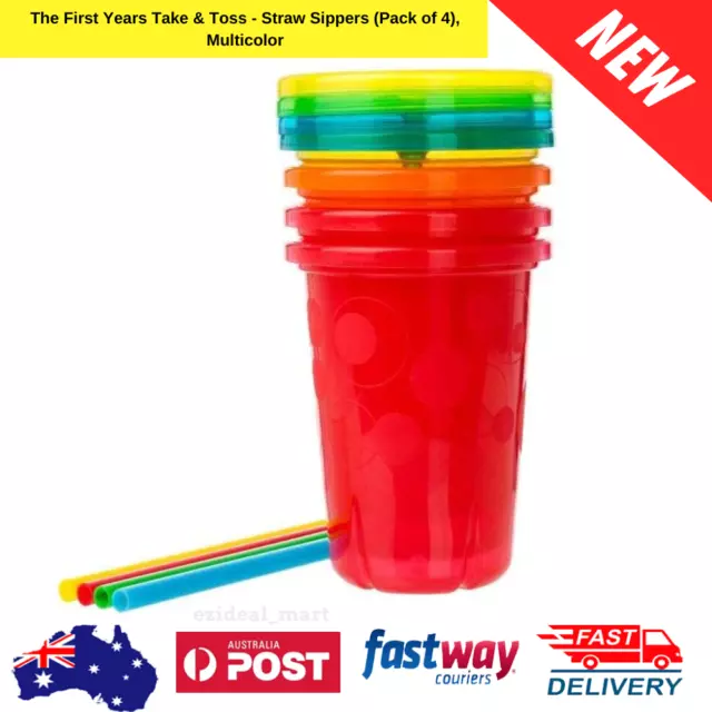 The First Years Take & Toss - Straw Sippers (Pack of 4), Multicolor