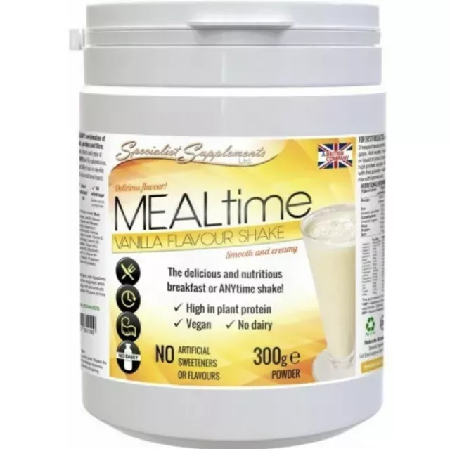 MEALtime Vegan Vanilla Flavour Meal Replacement Shake. Dairy & Gluten Free. 300g