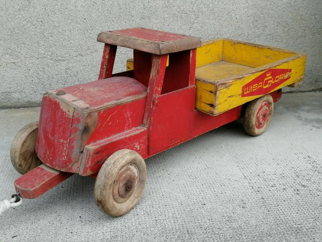 Jouet Ancien En Bois - Jeep Wisa Gloria - Véhicule Miniature (Occasion, Tôle, Avions ?)