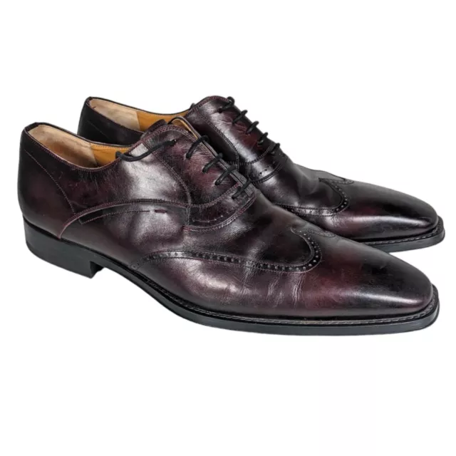 Magnanni Oxford Men's Dress Shoes Burgundy Leather Lace Up Formal US Size 12