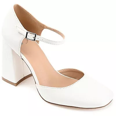 Journee Collection Womens Hesster Mary Jane Mid Block Heel Square Toe Pumps