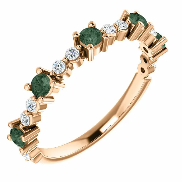 Chatham® Created Alexandrite & 1/5 CTW Diamond Ring In  14K Rose Gold