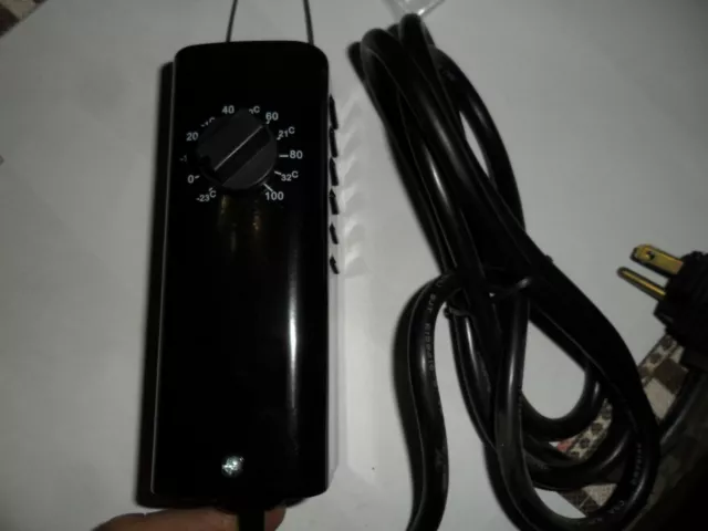 TPI KT121 Industrial Series Thermostat SPST Heat Only 6' Cord/Plug Black BIN F/S