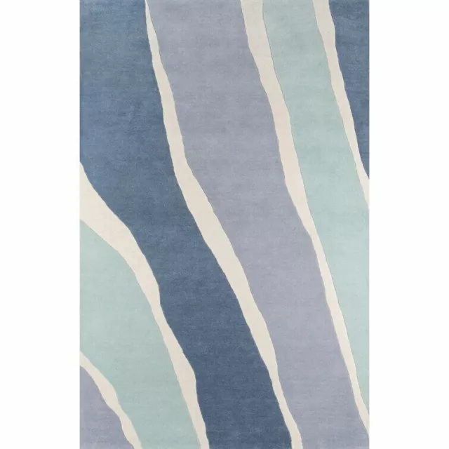 Earvin Stream Blue Hand-Tufted 100% Wool Soft Area Rug Carpet